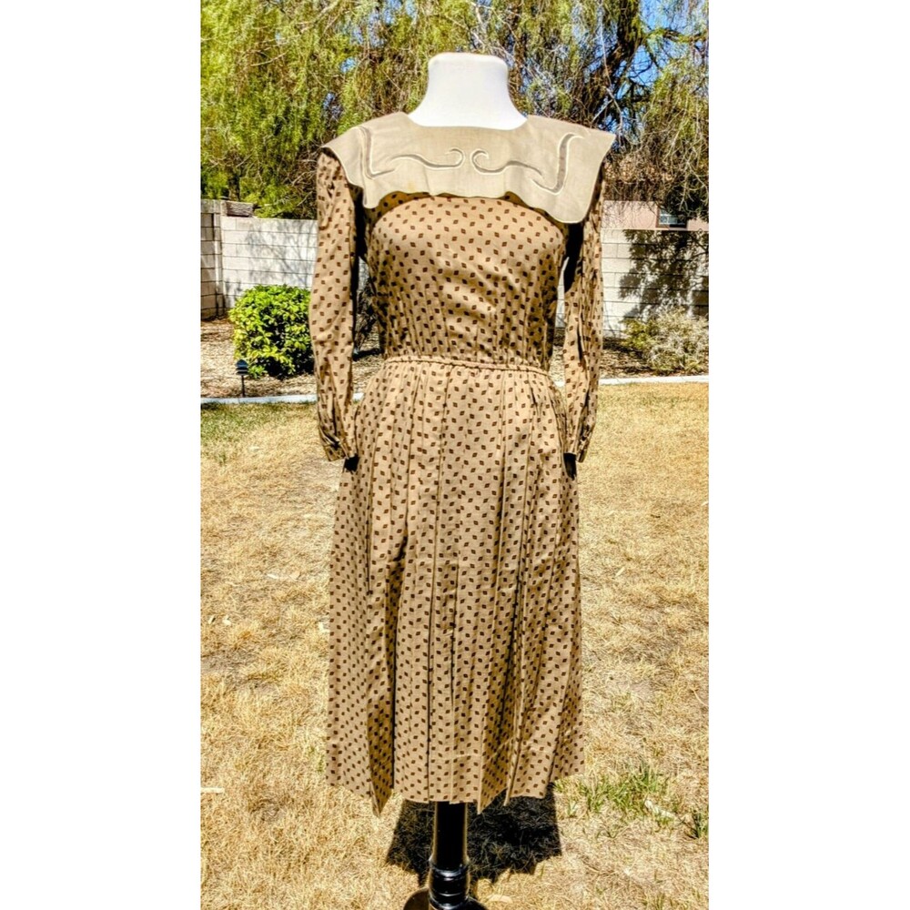 Vintage Pattern Korean Donna Morgan Non Stop Petite Sz1/2 Fit&Flare Dress EUC